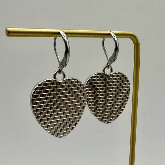 Pittsburgh Steelers Black Heart Silver Tone Earrings with Logo and Crystals - Picture 5 of 10